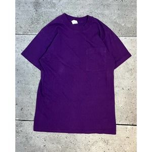 Purple Single Stitch Pocket Tee (M) - 1980s